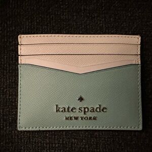 NWT Kate Spade Mint/White Card Holder